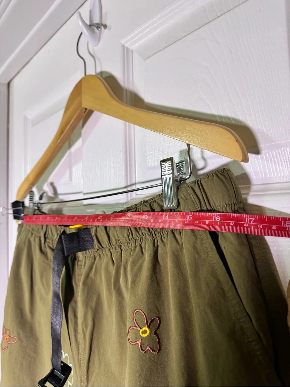 Men's Olive Green Floral Embroidered Athletic Shorts